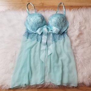 Victoria's Secret Aqua Lace Babydoll Bra